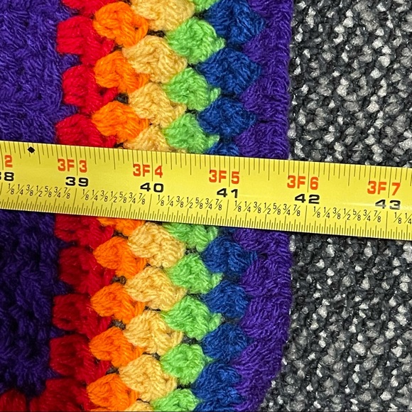 Afghan Blanket 51”x42” Throw Lap Blanket Rainbow - Picture 6 of 8
